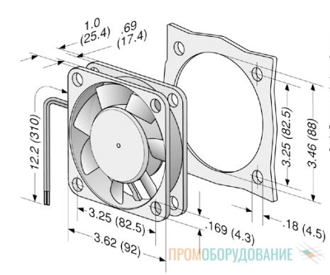Размеры вентилятора 3412 NGME Эбм папст Размеры вентилятора 3412 NGME Эбм папст