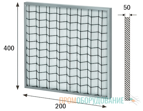 Габаритные размеры кассетного фильтра FRKr (G3) 400x200/50 Shuft для вентиляции Габаритные размеры кассетного фильтра FRKr (G3) 400x200/50 Shuft для вентиляции