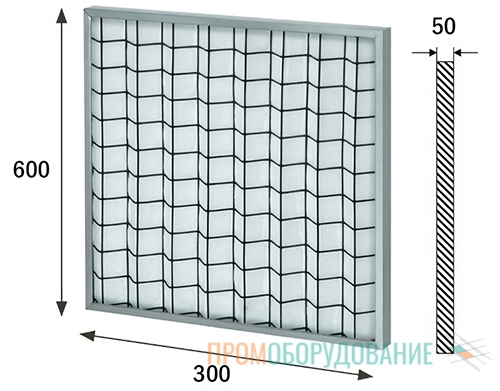 Габаритные размеры кассетного фильтра FRKr (G3) 600x300/50 Shuft для вентиляции Габаритные размеры кассетного фильтра FRKr (G3) 600x300/50 Shuft для вентиляции