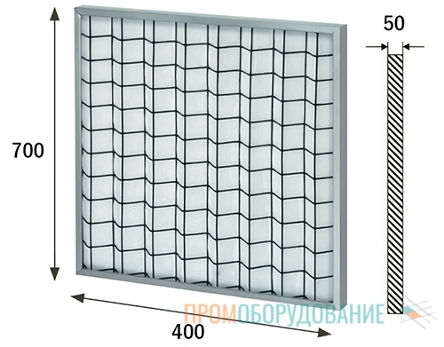 Габаритные размеры кассетного фильтра FRKr (G3) 700x400/50 Shuft для вентиляции Габаритные размеры кассетного фильтра FRKr (G3) 700x400/50 Shuft для вентиляции