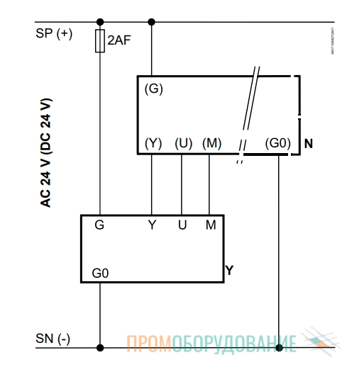 Схема подключения привода Siemens SSB161.05UT SSB161.05UT