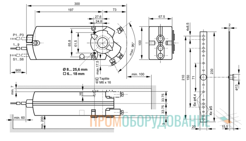 Габаритные размеры привода Siemens GIB336.1E GIB336.1E