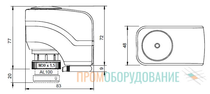 Габаритные размеры привода Siemens SSP31 SSP31