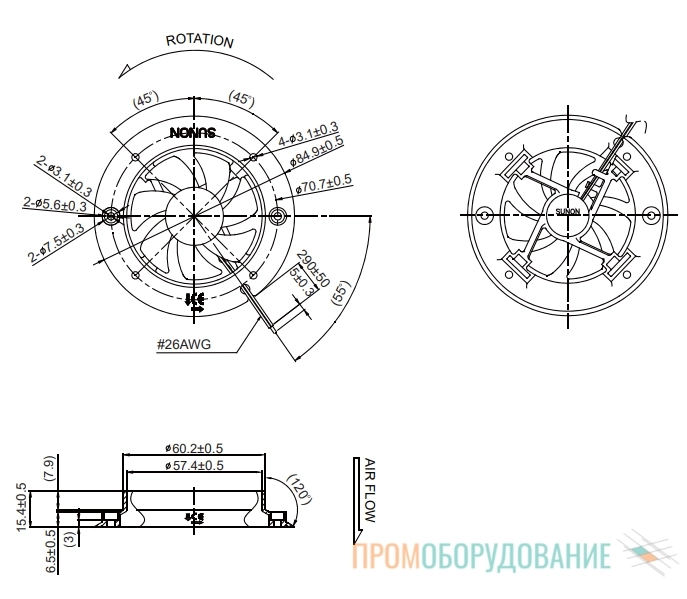 Габаритные размеры HA60150V3-E03U-A99 Габаритные размеры HA60150V3-E03U-A99