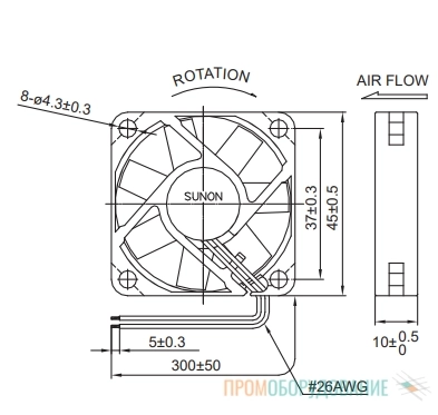 Габаритные размеры MB45101V2-000U-A99 Габаритные размеры MB45101V2-000U-A99