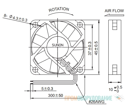 Габаритные размеры ME45101V1-A99 Габаритные размеры ME45101V1-A99