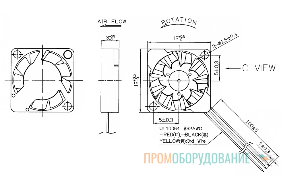 Габаритные размеры UF3C3-500B Габаритные размеры UF3C3-500B
