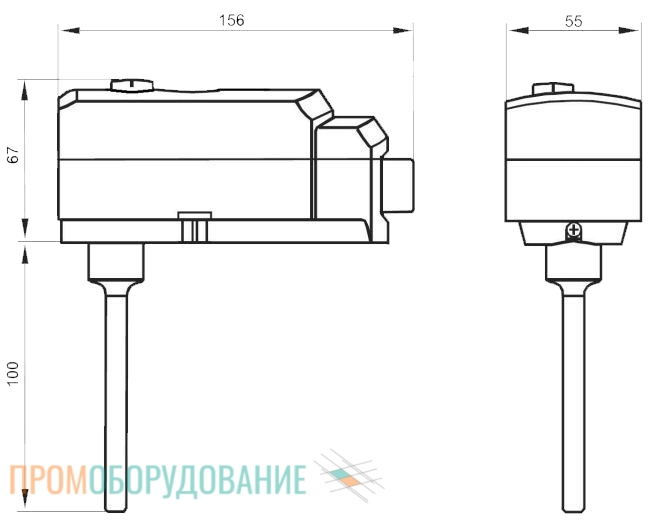 Габаритные размеры термостата Siemens RAK-ST.020FP-M RAK-ST.020FP-M