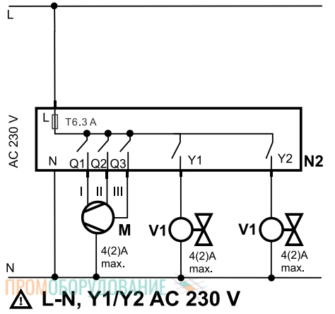 Схема подключения термостата Siemens RDF530 RDF530